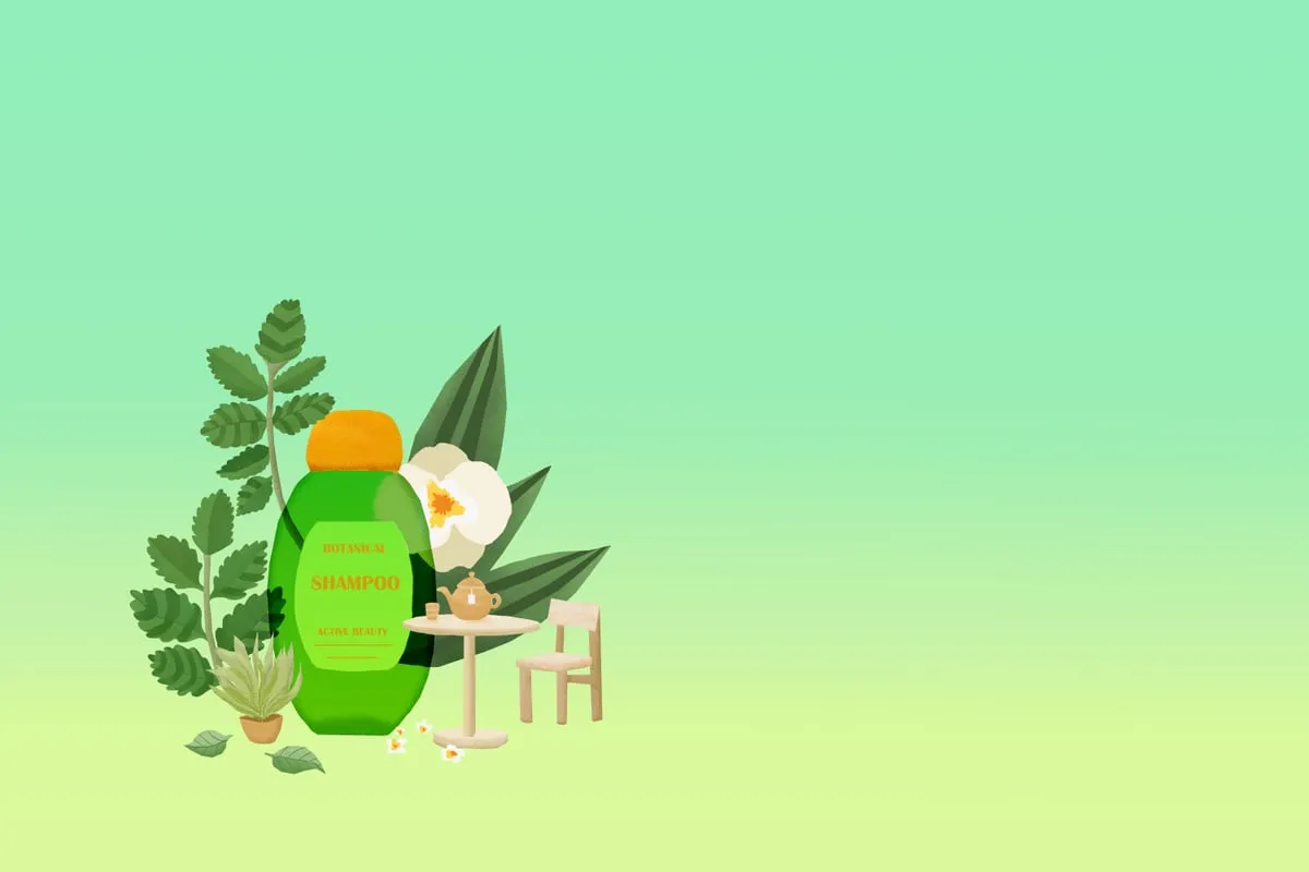 An illustration of herbal peel products among green leaves