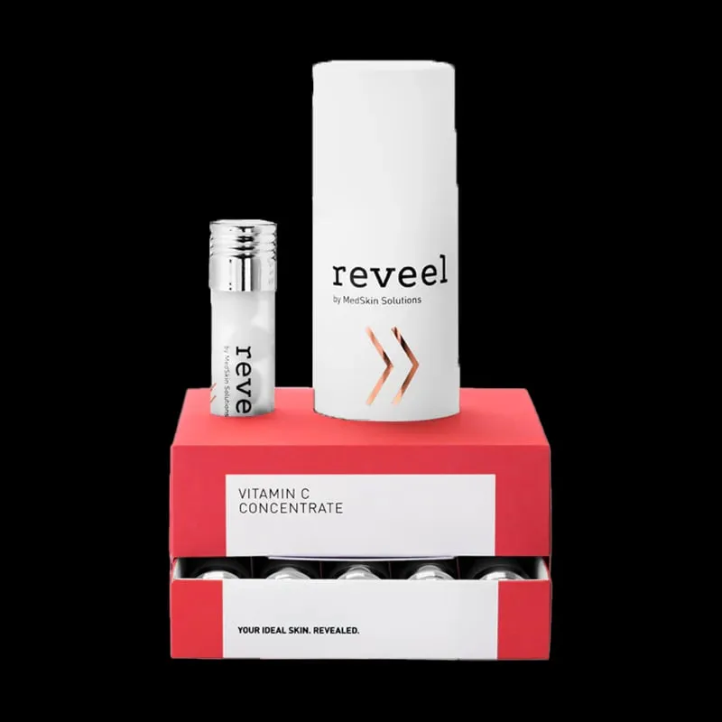 The Reveel vitamin C concentrate, with its serum and ampoules
